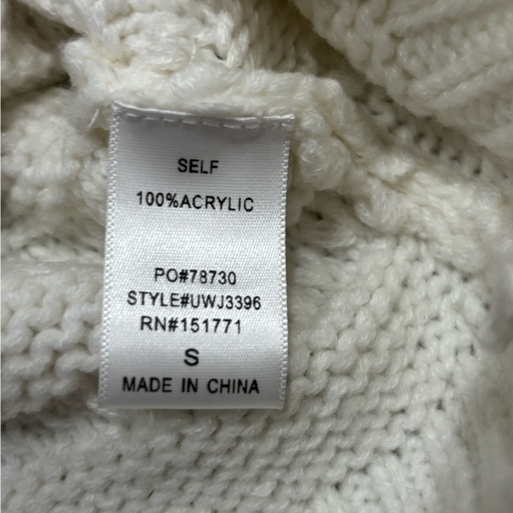 Lelis Collection Shaggy Fringe Knit Cardigan Sweater in Cream White Small - Picture 6 of 9